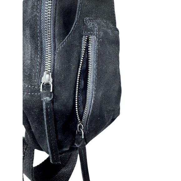 Free People Hudson Sling Bag Black Suede Crossbody Backpack One Size - Picture 4 of 9